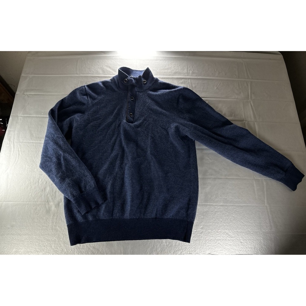 Orvis Merino Wool Sweater Mens Large Navy Blue Mock Neck Pullover - Picture 11 of 14